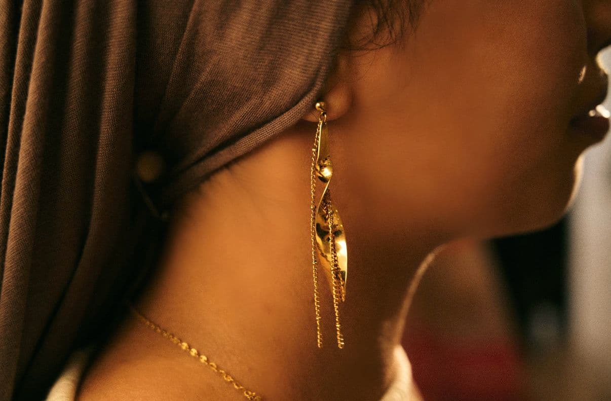 Long gold-plated tassel drop earrings